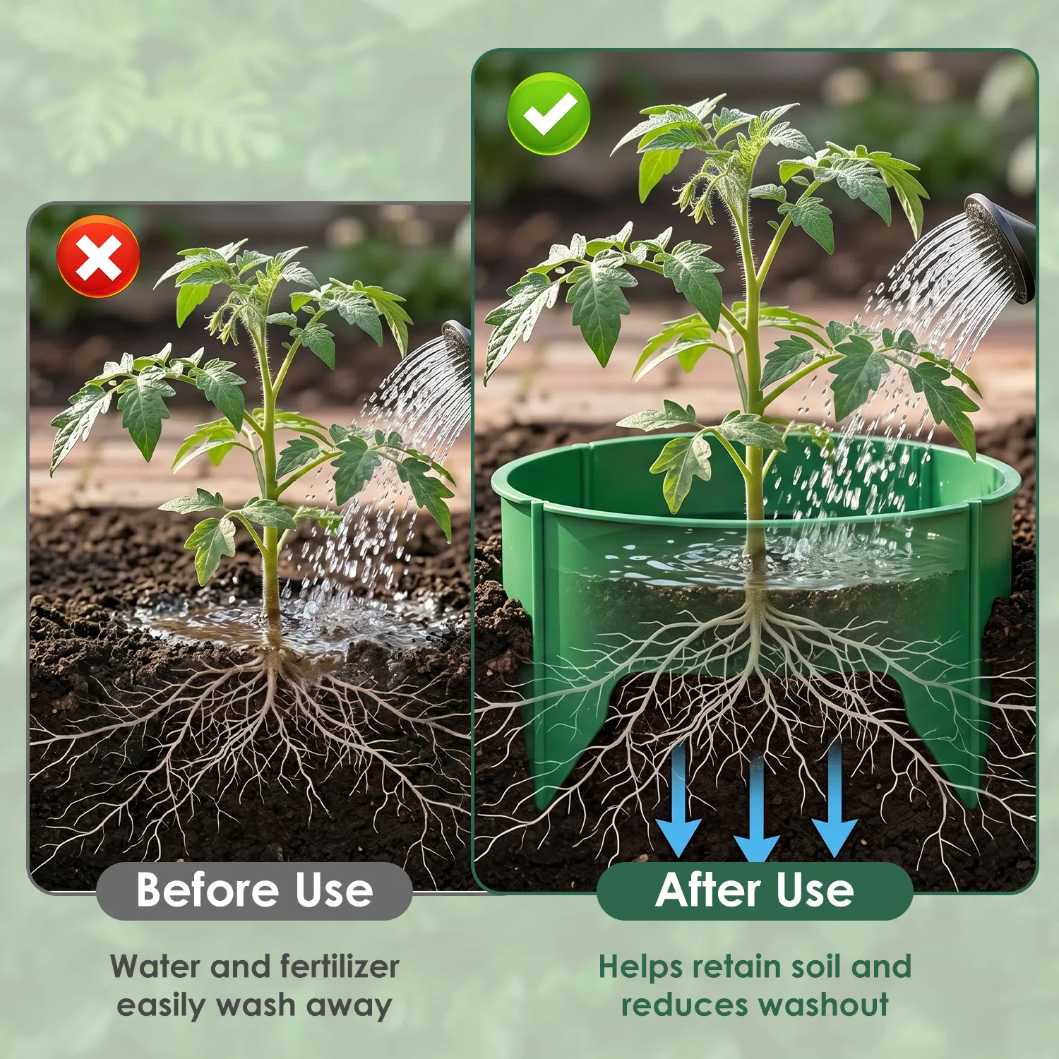 6Pcs/12Pcs 10in Planting Grow Rings Adjustable for Outdoor Plants Interlocking PP Plant Protection Rings with Hand Shovel Deep Watering Plant Guards for Vegetables Flowers Shrubs Tomatoes Garden Beds image 4