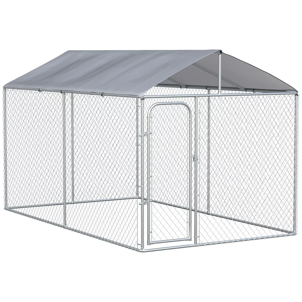 Dog Kennel Outdoor, Heavy Duty Playpen with Secure Lock, Cover, for Backyard & Patio, 13.1' x 7.5' x 7.5' - Default