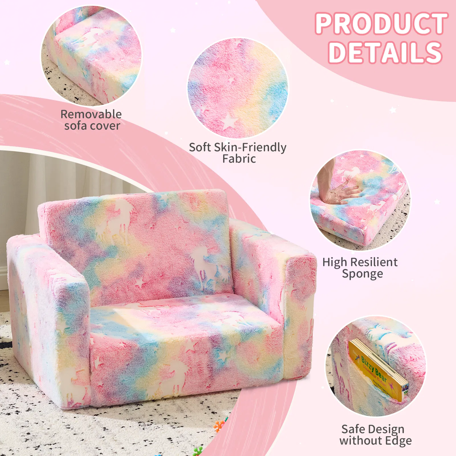 Kids Foldable Sofa Bed, picture 3 of 4