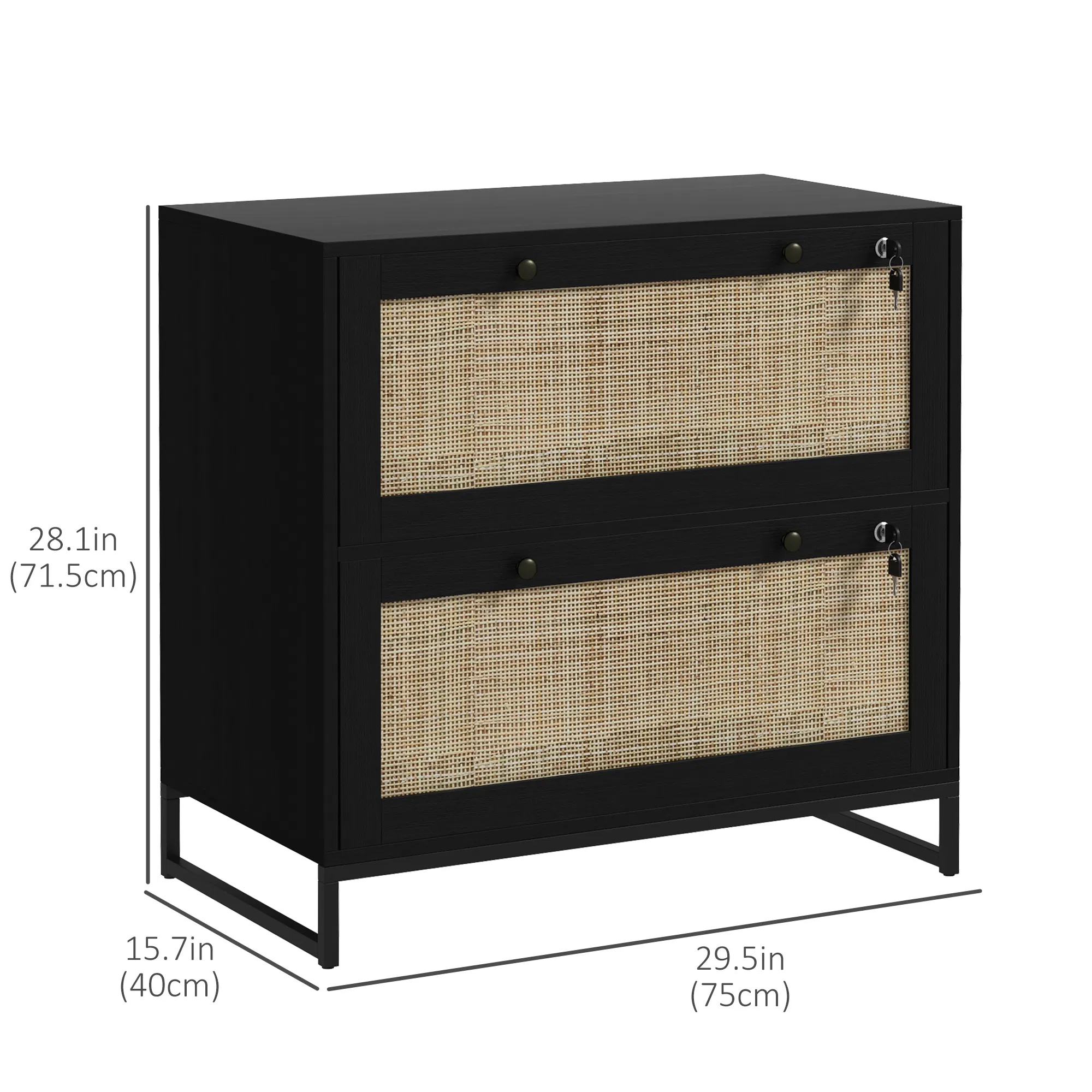 Rattan 2-Drawer Filing Cabinet, picture 4 of 5