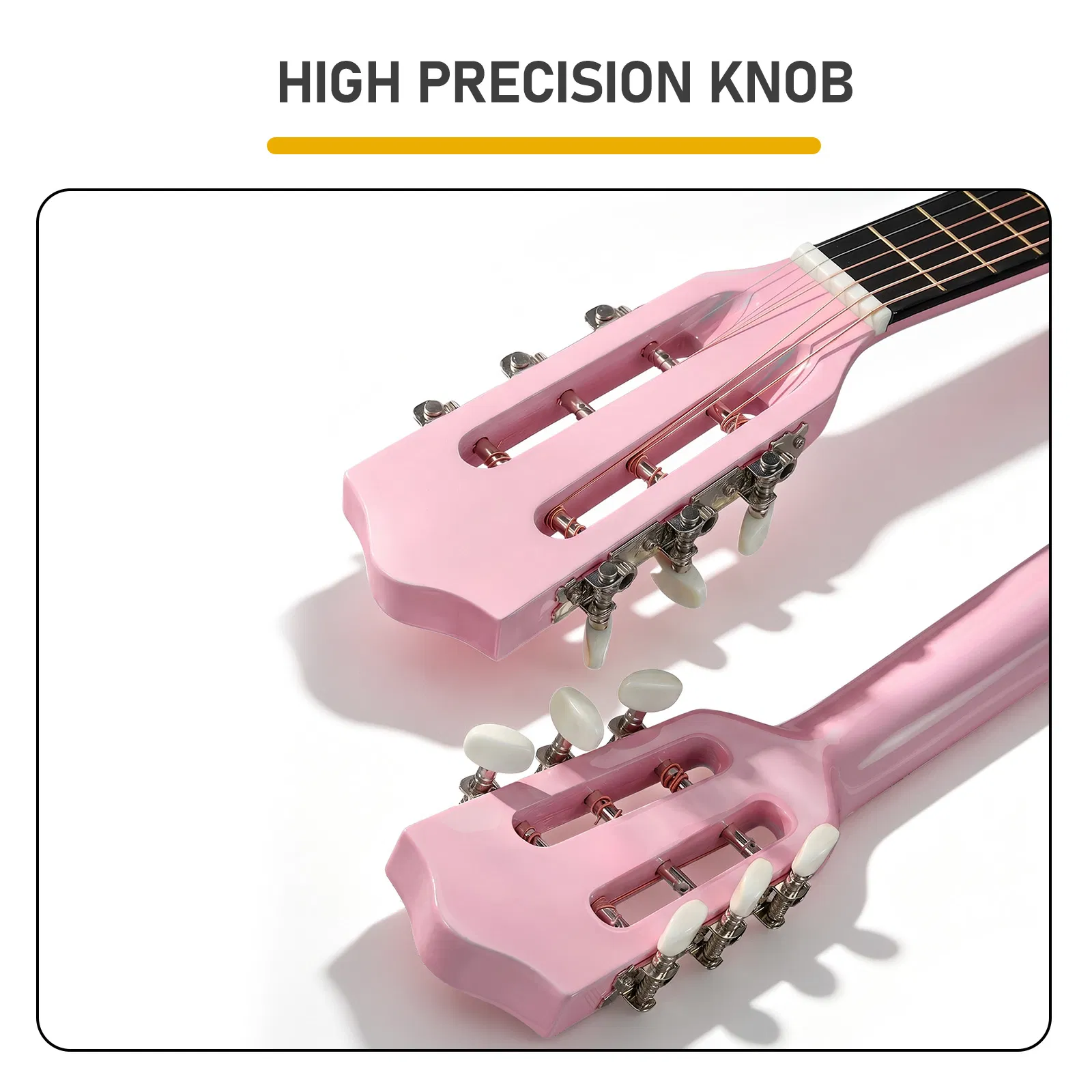 Light pink 30-inch Round Acoustic Guitar with Picks, Strings, Capo, Case, Tuner, and Strap image 6