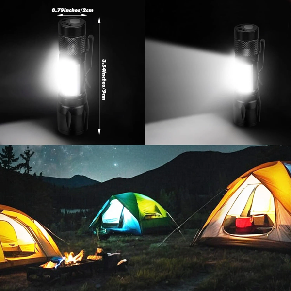 2 Pack USB Rechargeable Small LED Flashlights Camping Flashlight Work Light (Logistics only For USPS.TK/TMEU only For self-pickup)-21