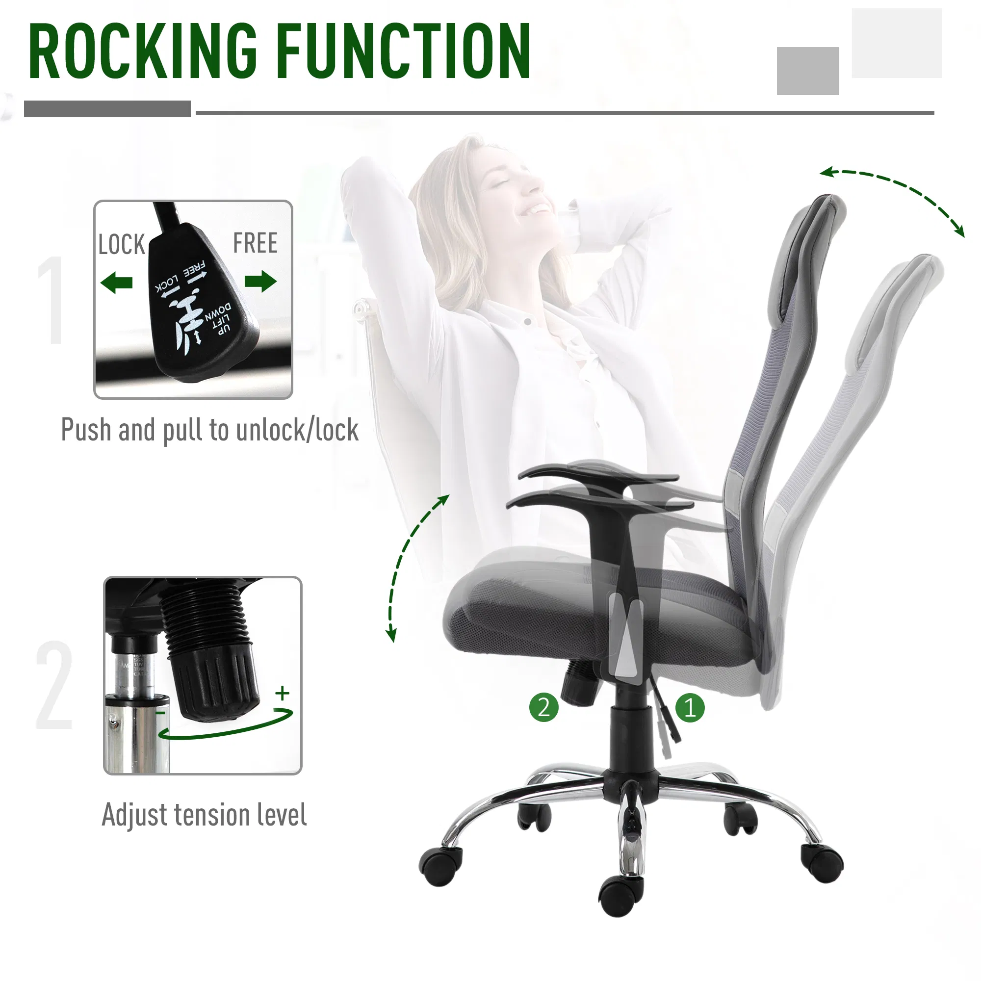 Office Chair High Back Mesh Ergonomic Computer Desk Seat Thick β photo 7