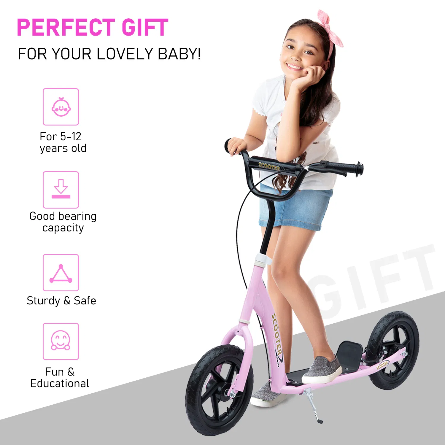 Kids Scooter Street Bike Bicycle for Teens Ride on Toy w/ 12'' — photo 7