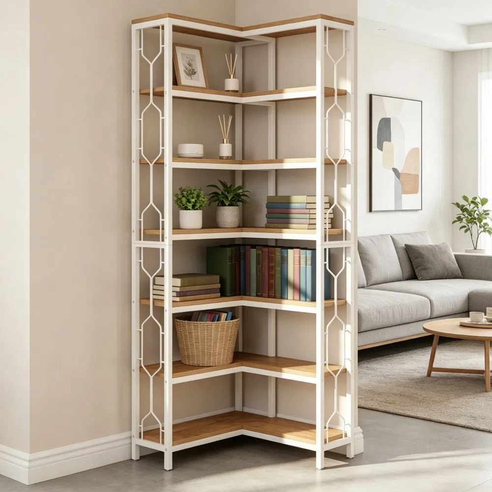 Corner Bookshelf with Adjustable Feet, picture 2 of 5