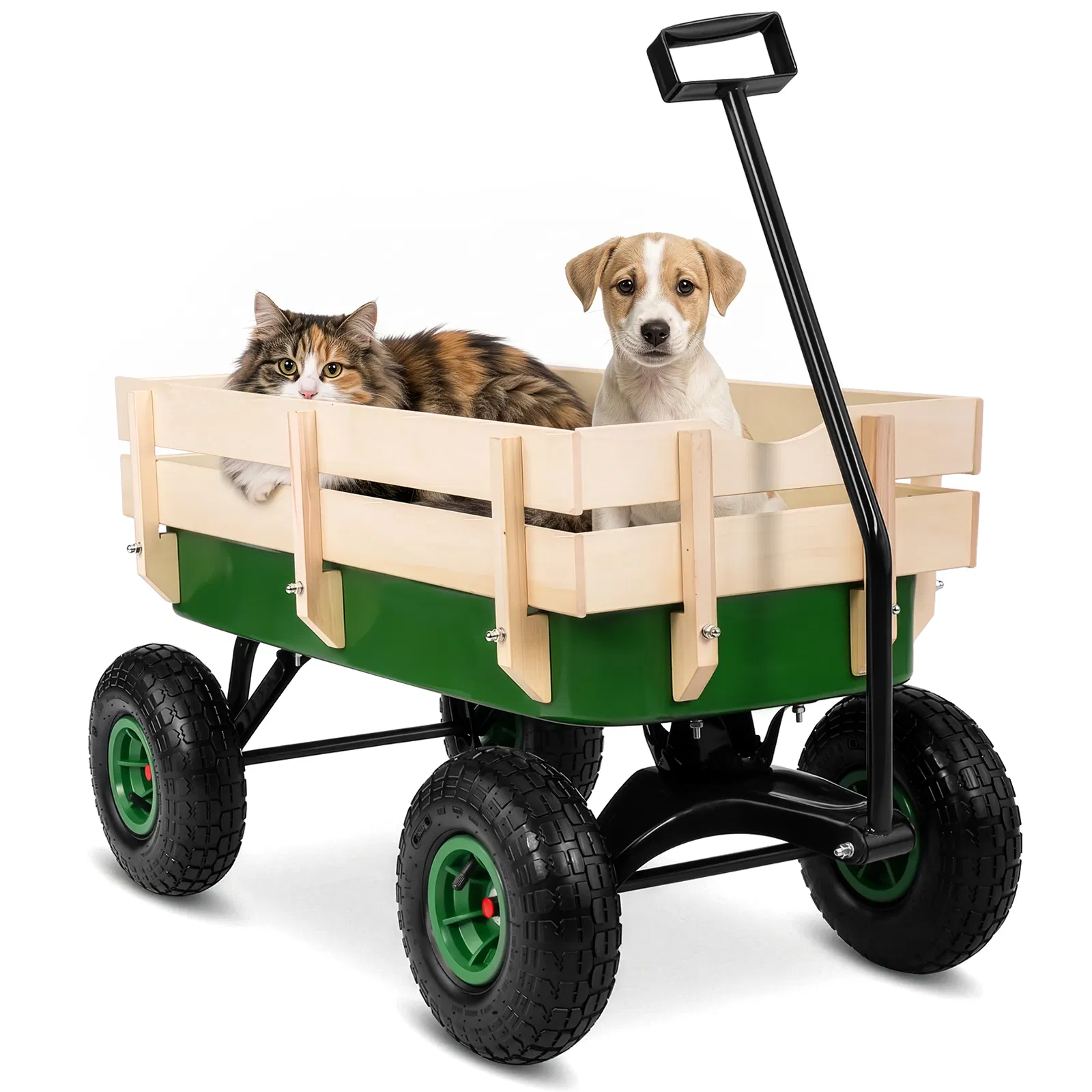 Heavy Duty Steel Wooden Side Support Cargo Wagon with 10" All-Terrain Air Tires, Up to 220lb Load… image 4