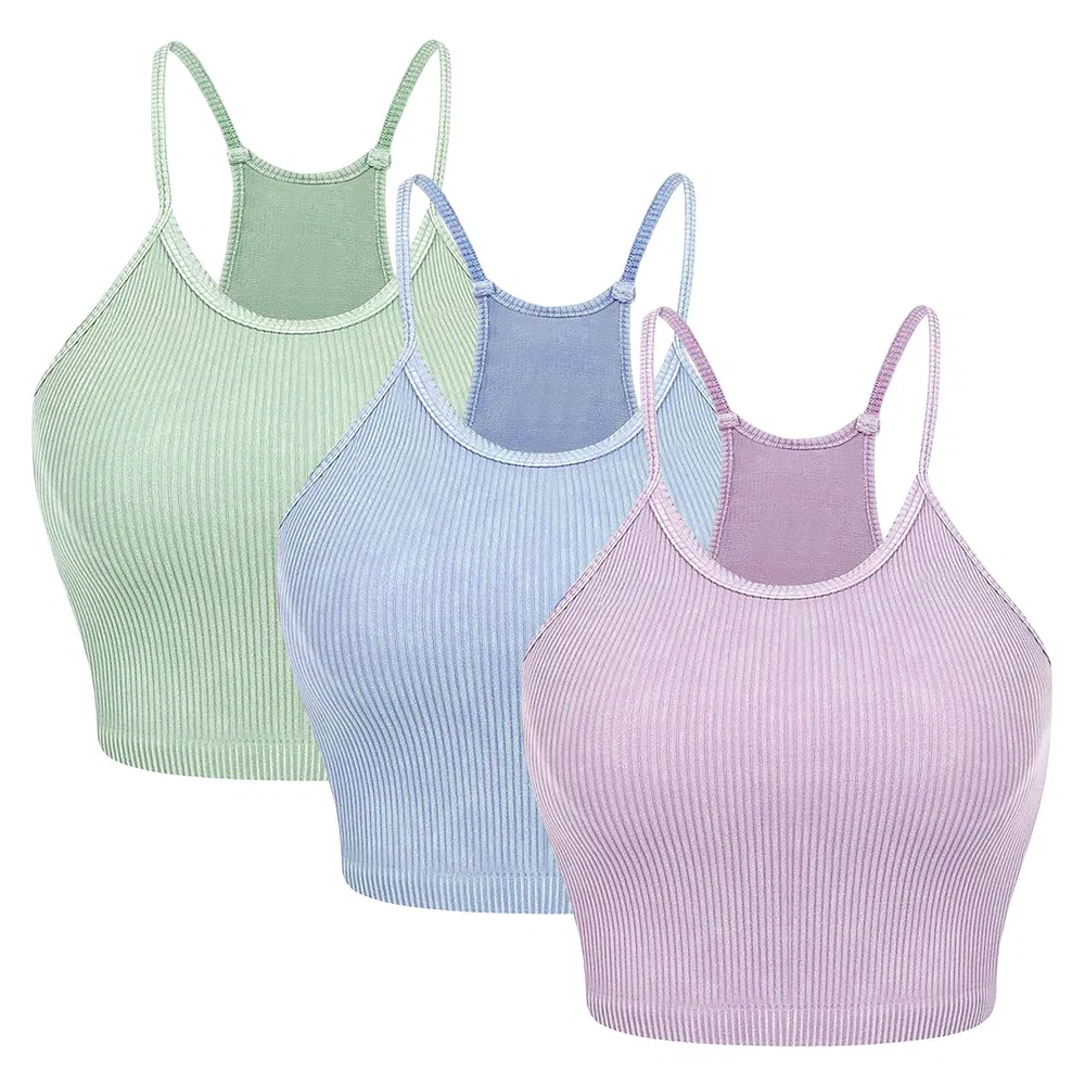 3 Pack Women Crop Basic Tank Top Ribbed Knit Sleeveless Round Neck 9 Color Machine Wash Summer Crop S to XL image 16