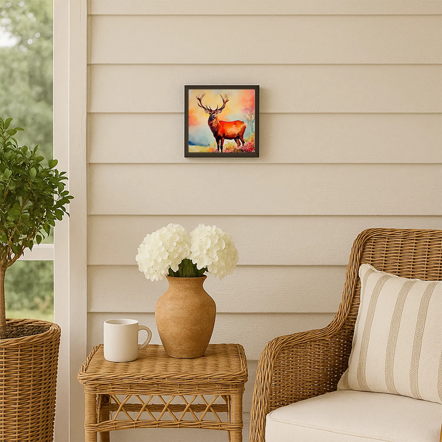 Deer Stag Framed Metal Print, 8x8, picture 2 of 3