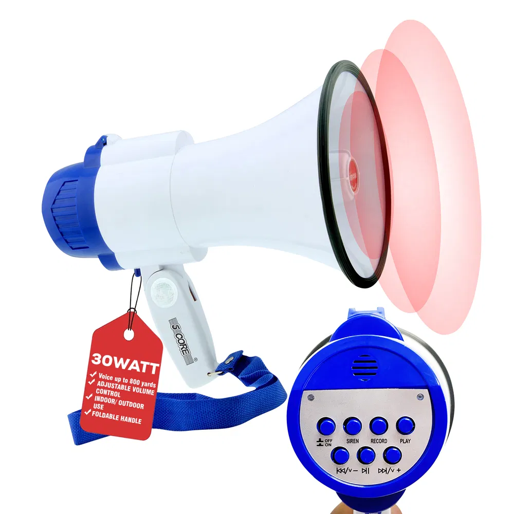 5 Core Megaphone 30W Bull Horn PA Speaker w 800 Yards Range Loud Siren Voice Amplifier Portable image 21