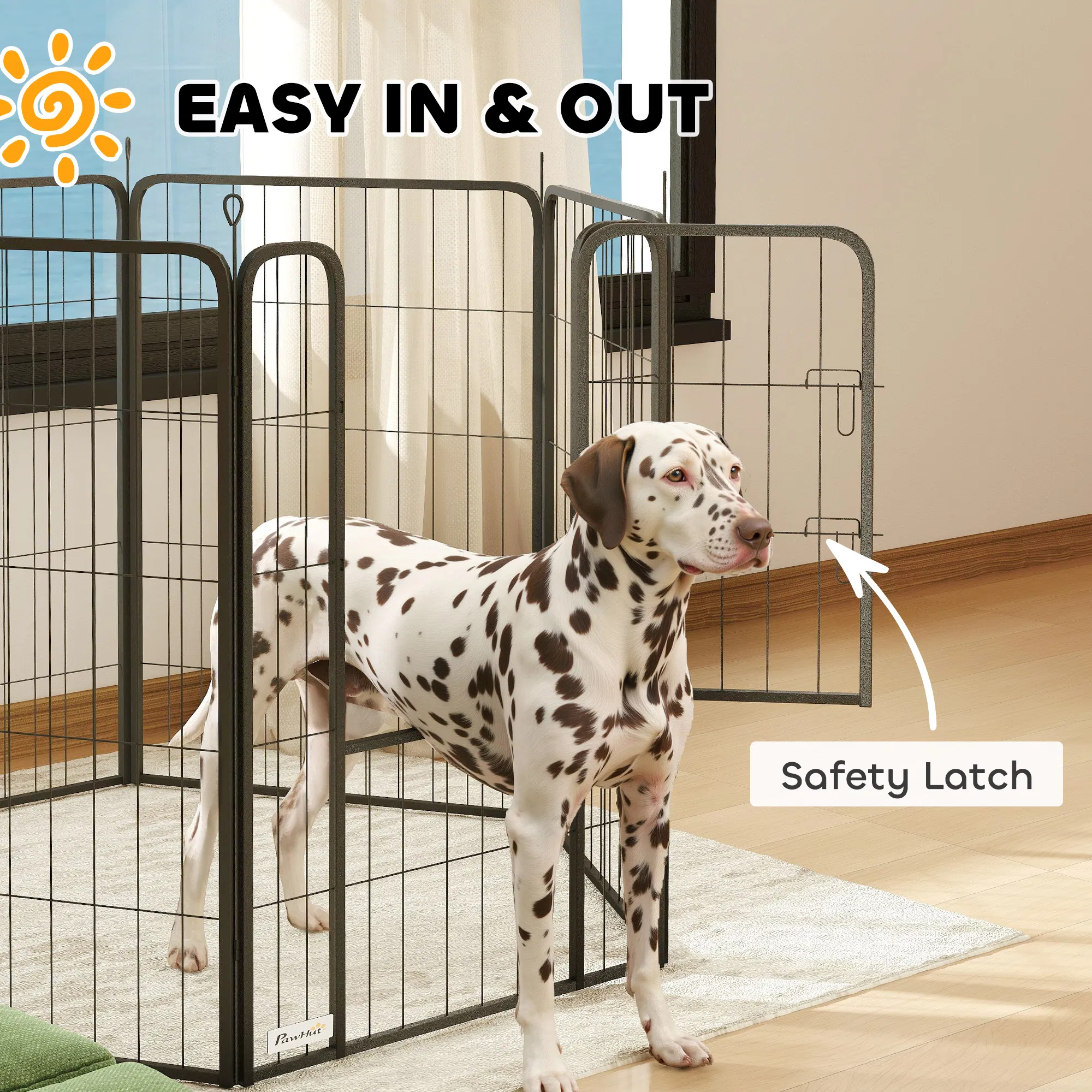 6 Panels Heavy Duty Dog Playpen Outdoor Indoor with Door & Strap, 39" Height Portable & Foldable Pet Playpen — image 1