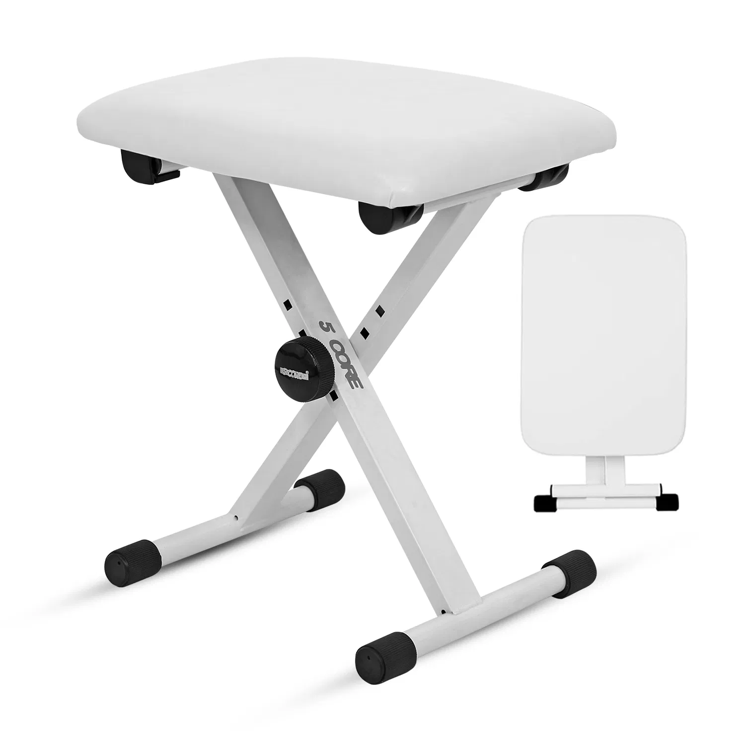 5 Core Keyboard Bench 2 Inch Padded Cushioned Piano Stool Height Adjustable 19" Guitar Seat Portable