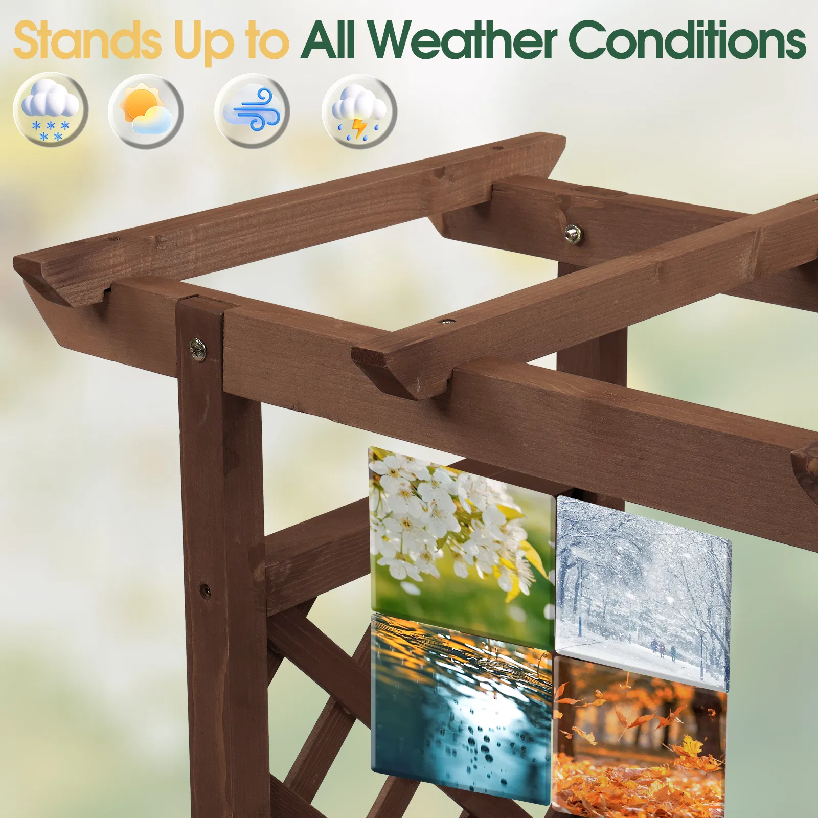 43.5*17.5*44.5 In Fir With Arched Lattice Raised Garden Bed Wooden Planting Frame Carbonized image 12