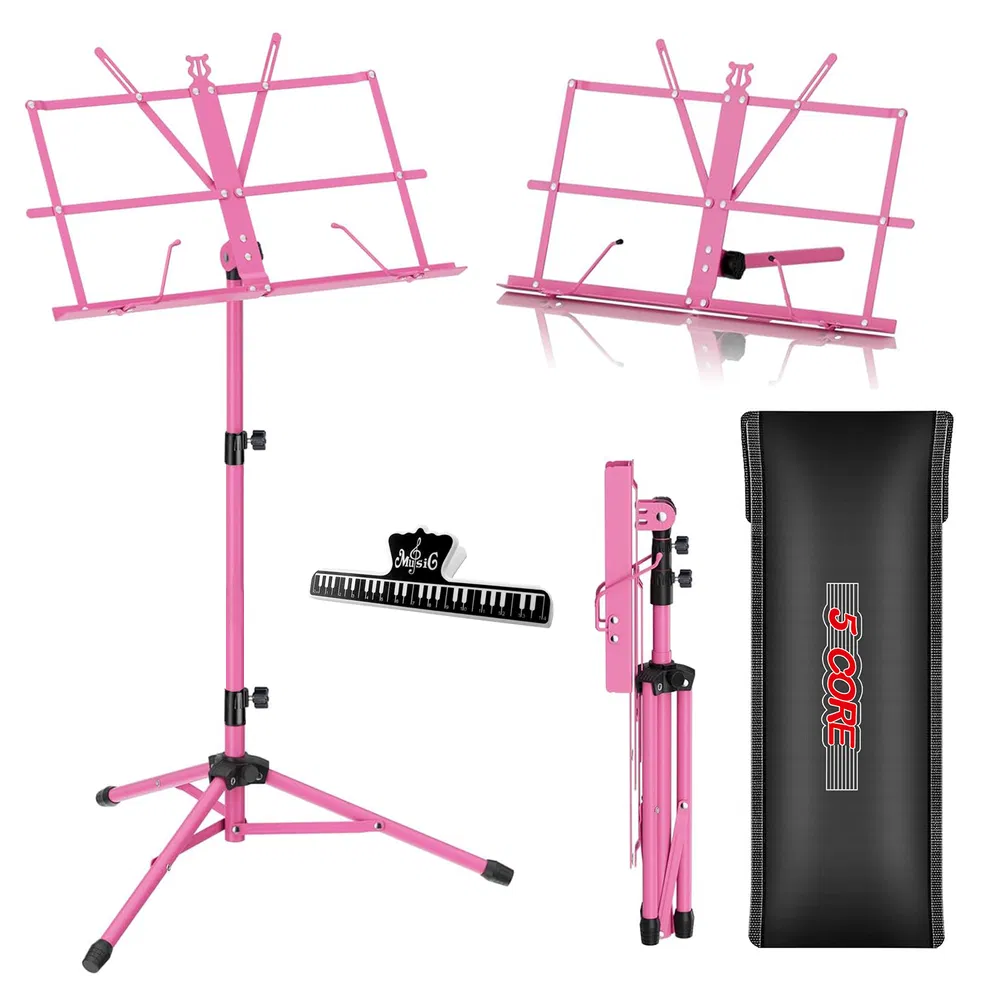 5 Core Music Stand Adjustable Desktop Book Stands Portable Sheet Holder All Metal Foldable Bookstand image 17