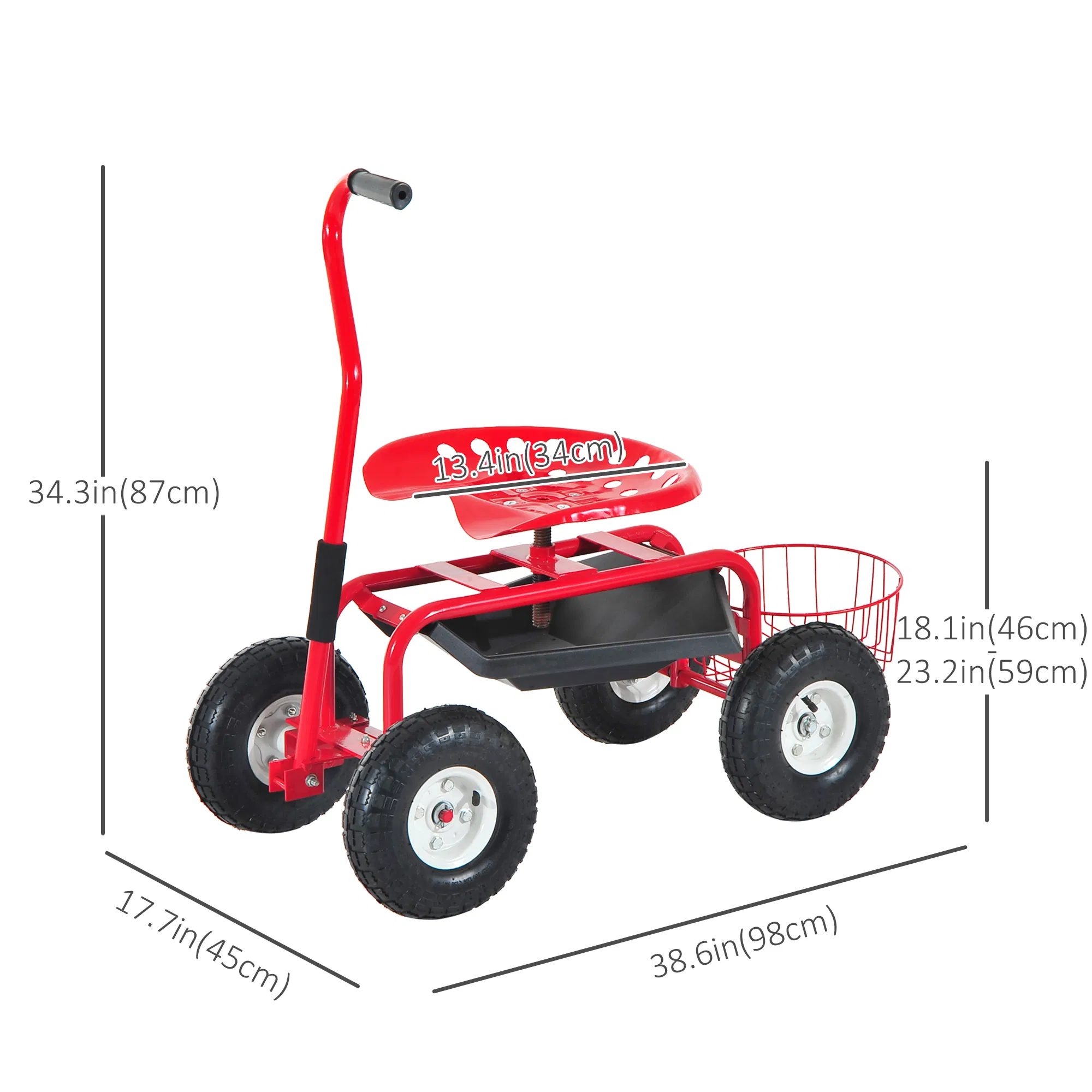 Garden Scooter — Rolling Cart with Swivel and Adjustable Seat — photo 5