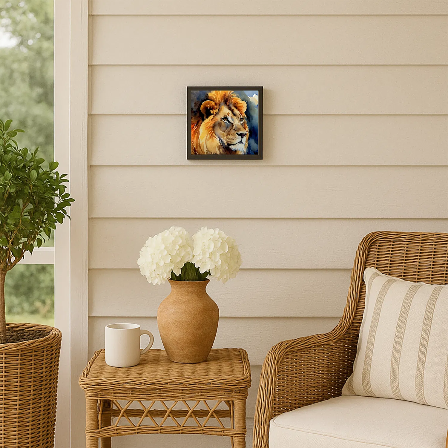 Lion Framed Metal Print, 8x8