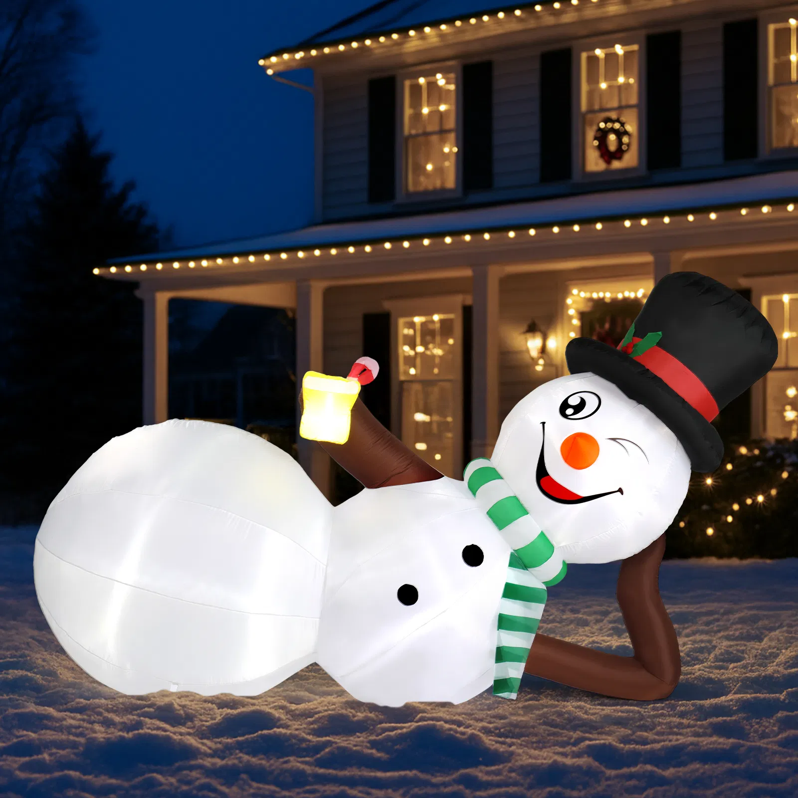 9.8 FT Lighted Christmas Inflatable Decoration, Large Inflatable Lying Snowman, Funny Blow Up Yard… image 9