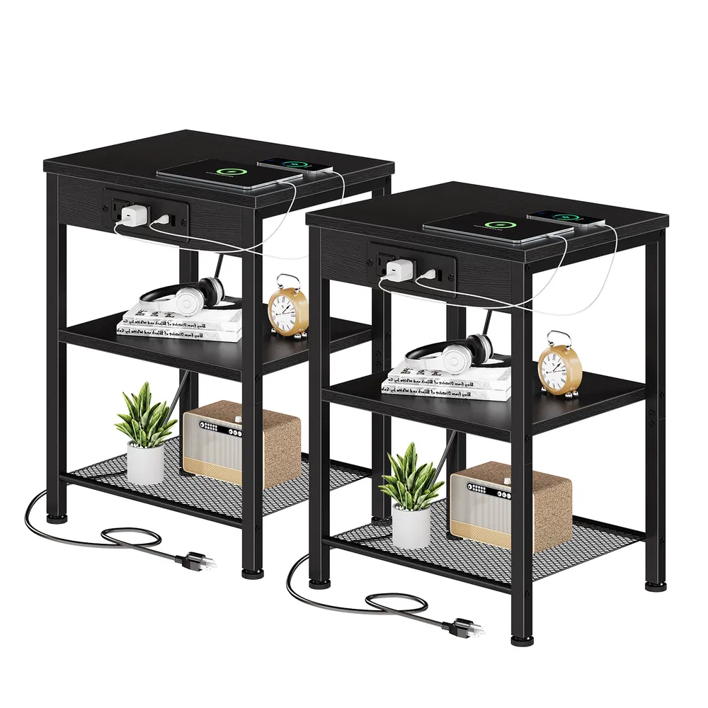 Charging Side Table with Adjustable Shelves, picture 7 of 8