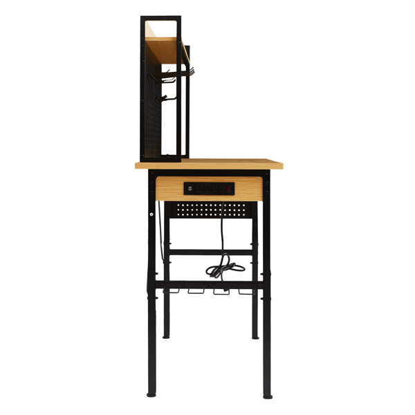 48''Adjustable Workbench with pegboard, Heavy Duty Wooden Desktop Workbench with Wheels, 1600 lb. Load Capacity, Rolling Workbench with AC/USB Outlet, Hooks, Shelf, for Garage, Workshop, Office, Home.-36