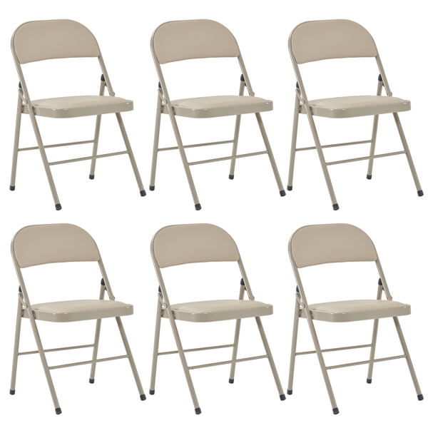 6pcs Elegant Foldable Iron & PVC Chairs for Convention & Exhibition  Light Brown-62