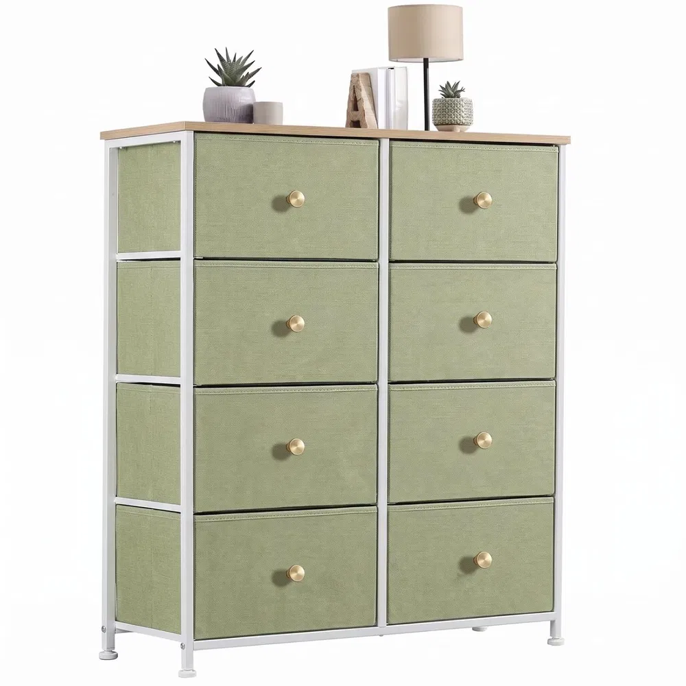 8-Drawer Fabric Dresser with Solid Wood Top, Tall Storage Chest for Bedroom, Living Room, Or Entryway, Ideal As a Tower Cabinet, Hallway Organizer image 9