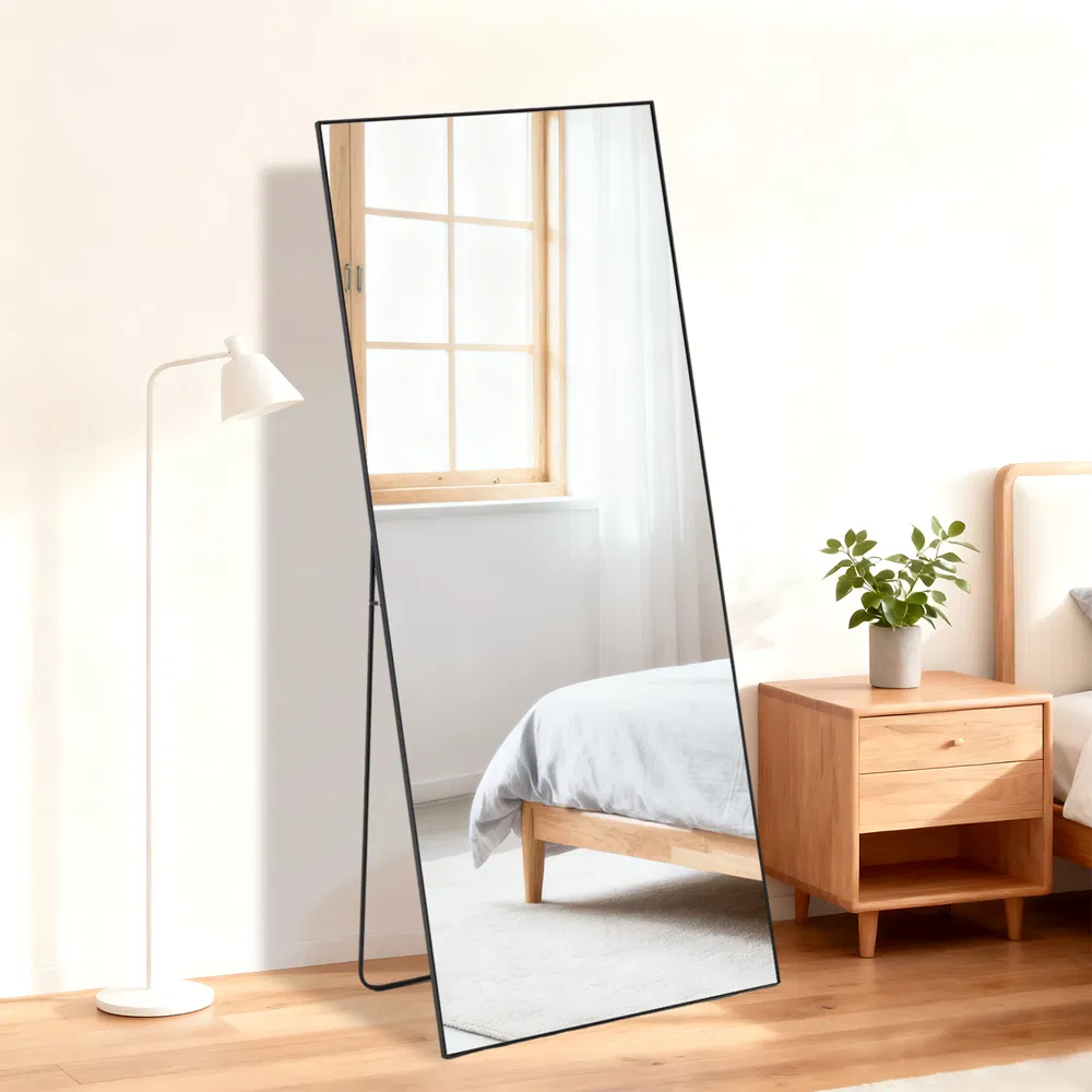 65"x24" Floor Mirror with Aluminum Alloy Frame Full Length Mirror with Stand Body Wall-Mounted Mirrors…