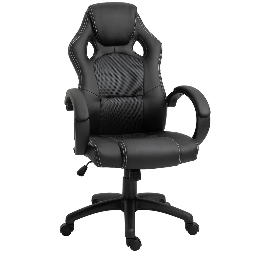 Racing Gaming Chair Office Chair Computer Desk Gamer Chair with Swivel Wheels, Padded Headrest, Tilt Function, Grey