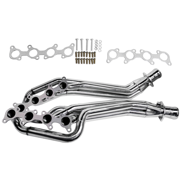 排气歧管 Stainless Steel Exhaust Header Set Polished for 2011-2016 Mustang GT 5.0L/V8-13