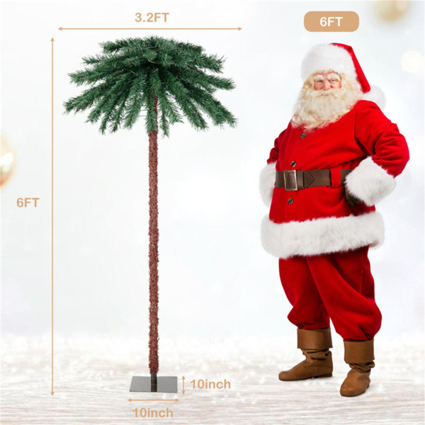 6ft Pre-Lit Christmas Palm Tree - 210 4-Color LEDs (Red/Green/Yellow/Blue), 64 PVC Branch Tips-15
