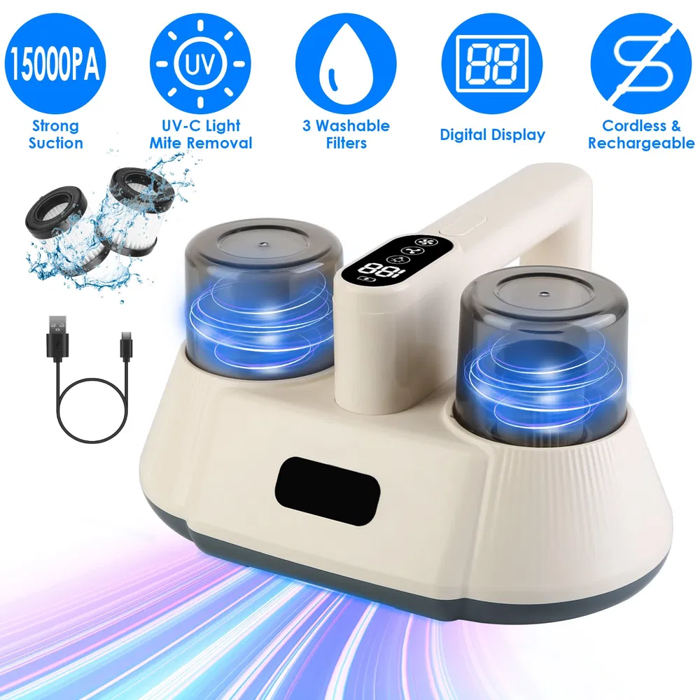 Aspiradora de suelo y colchón inalámbrica con luz UV-C