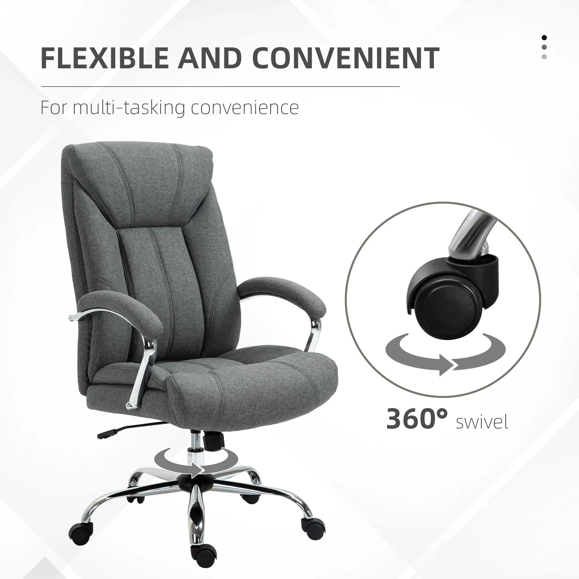 High Back Swivel Home Office Chair Task Ergonomic Linen Fabric — photo 4