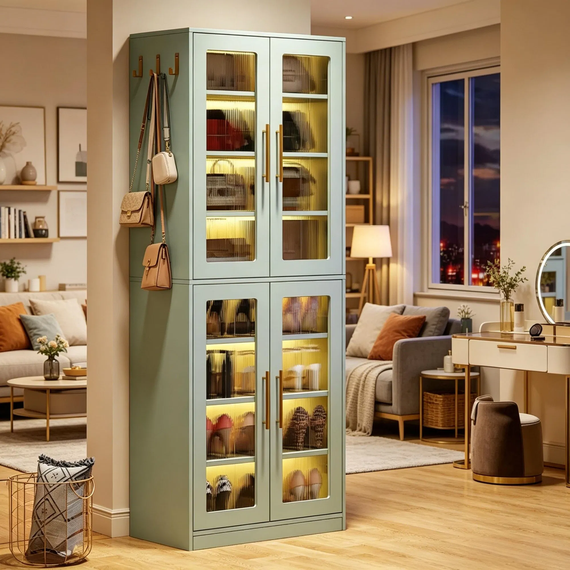 Tall Shoe Cabinet with Acrylic Doors, picture 2 of 5