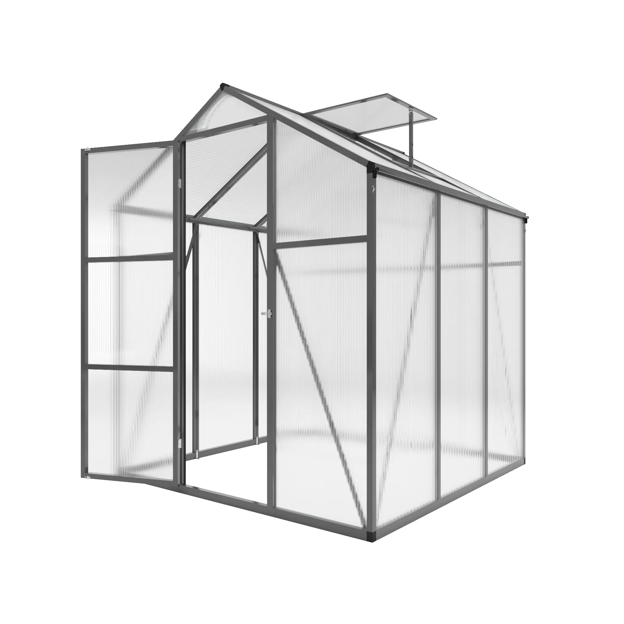 Newly marketed Gain height windproofaluminum greenhouse 6x6 FT Polycarbonate Greenhouse Raised Base and… image 9