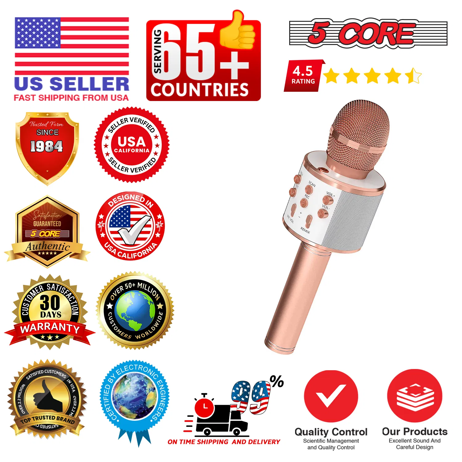 5 Core Microphone Wireless Karaoke Mic With Speaker 3 in 1 Portable Bluetooth Microfono Inalambrico image 15