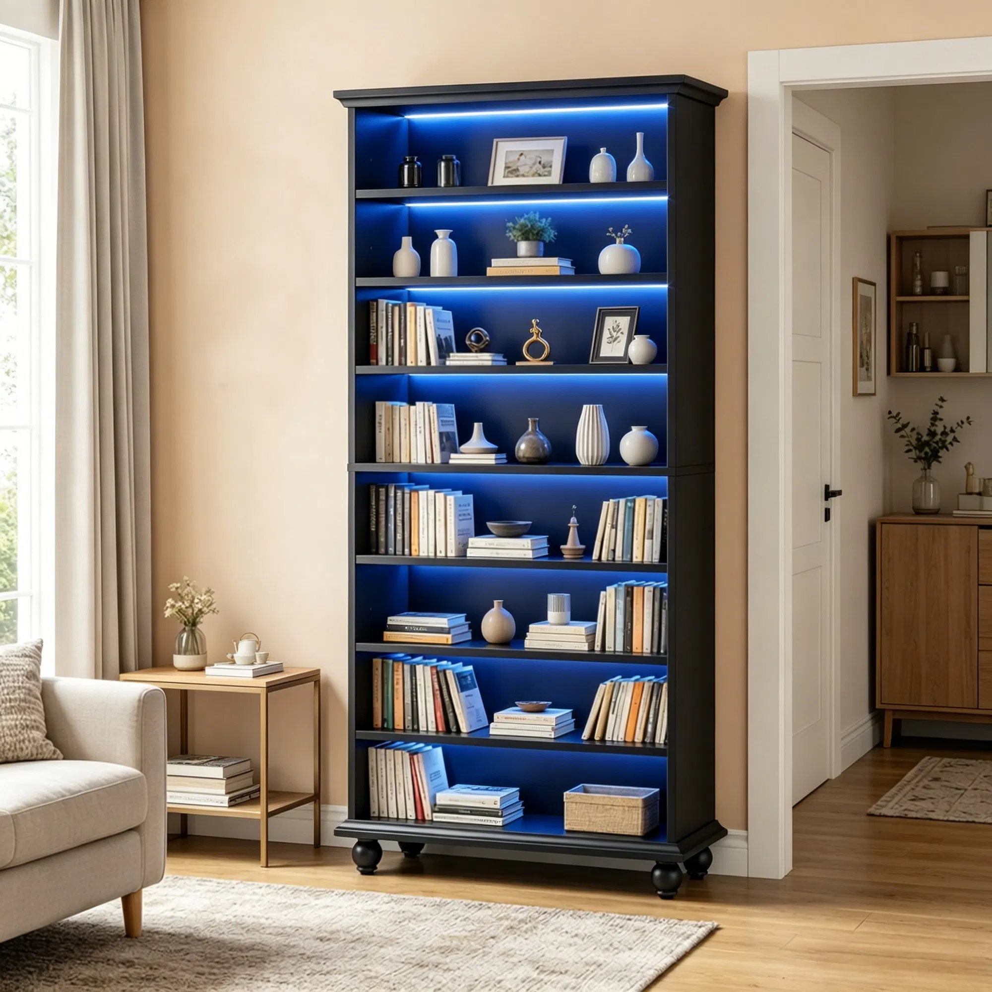 Lighted Bookshelf with Adjustable Shelves, picture 4 of 5