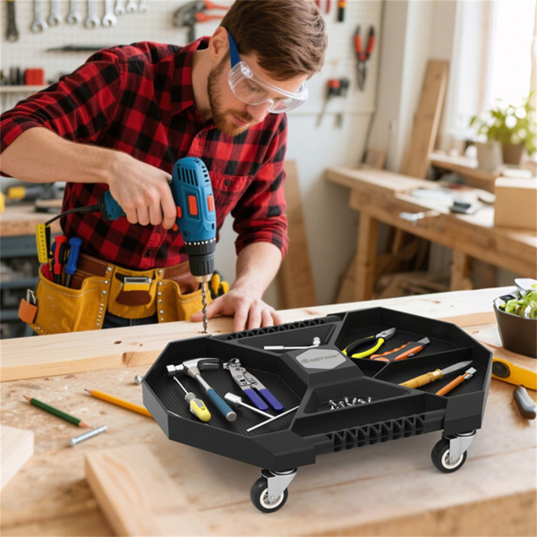 Rolling Tool Creeper PP PVC Storage Caddy with 360° Swivel Casters 30LBS Capacity-18