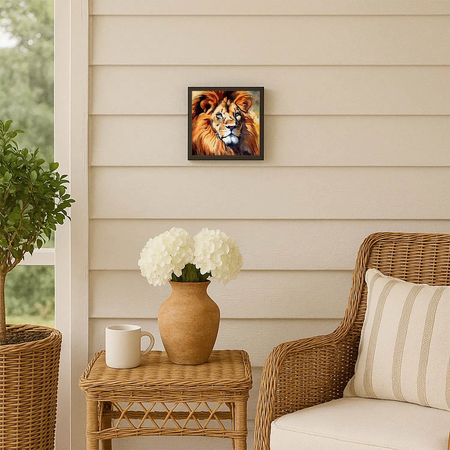 Lion Framed Metal Print, Square, picture 2 of 3