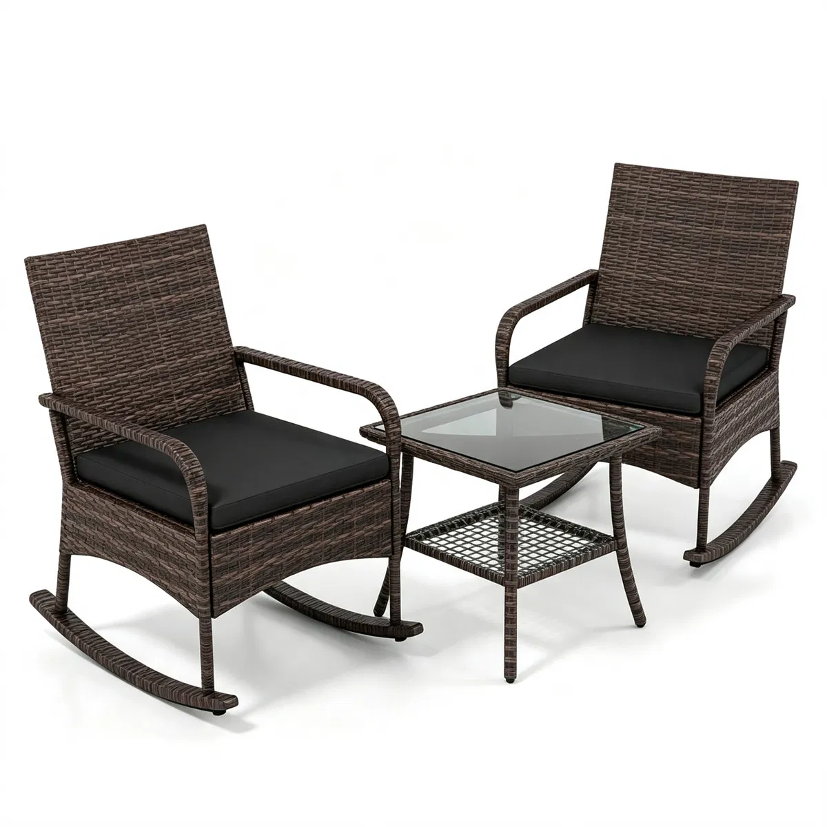 PE Wicker Rocking Chair Set