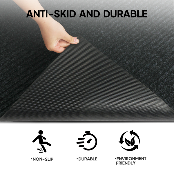 1PC Dark Gray PVC Composite Commercial Entrance Mat, 90x150x0.7cm, Extra-Long Heavy-Duty Floor Protection-13