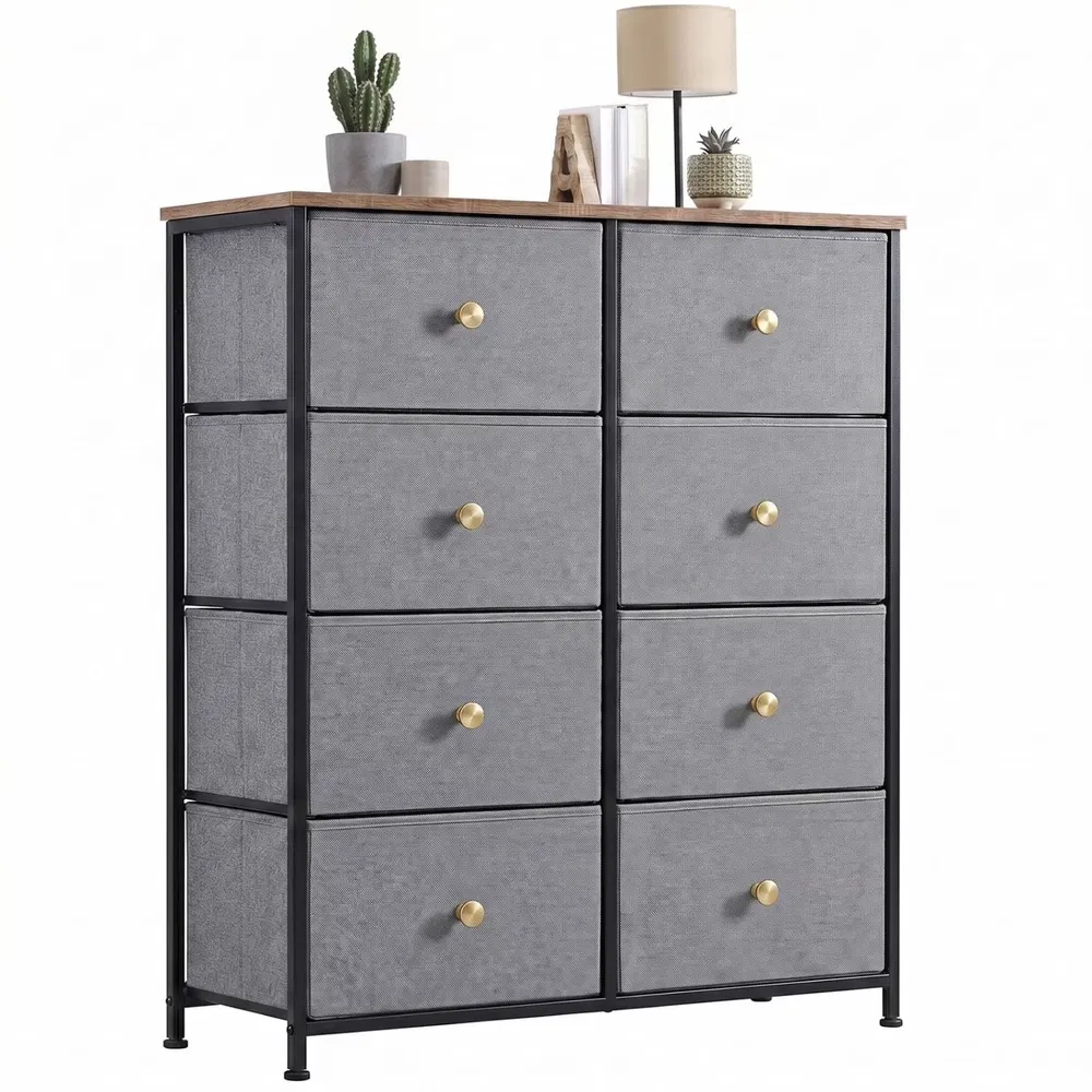 8-Drawer Fabric Dresser with Solid Wood Top, Tall Storage Chest for Bedroom, Living Room, Or Entryway, Ideal As a Tower Cabinet, Hallway Organizer image 6