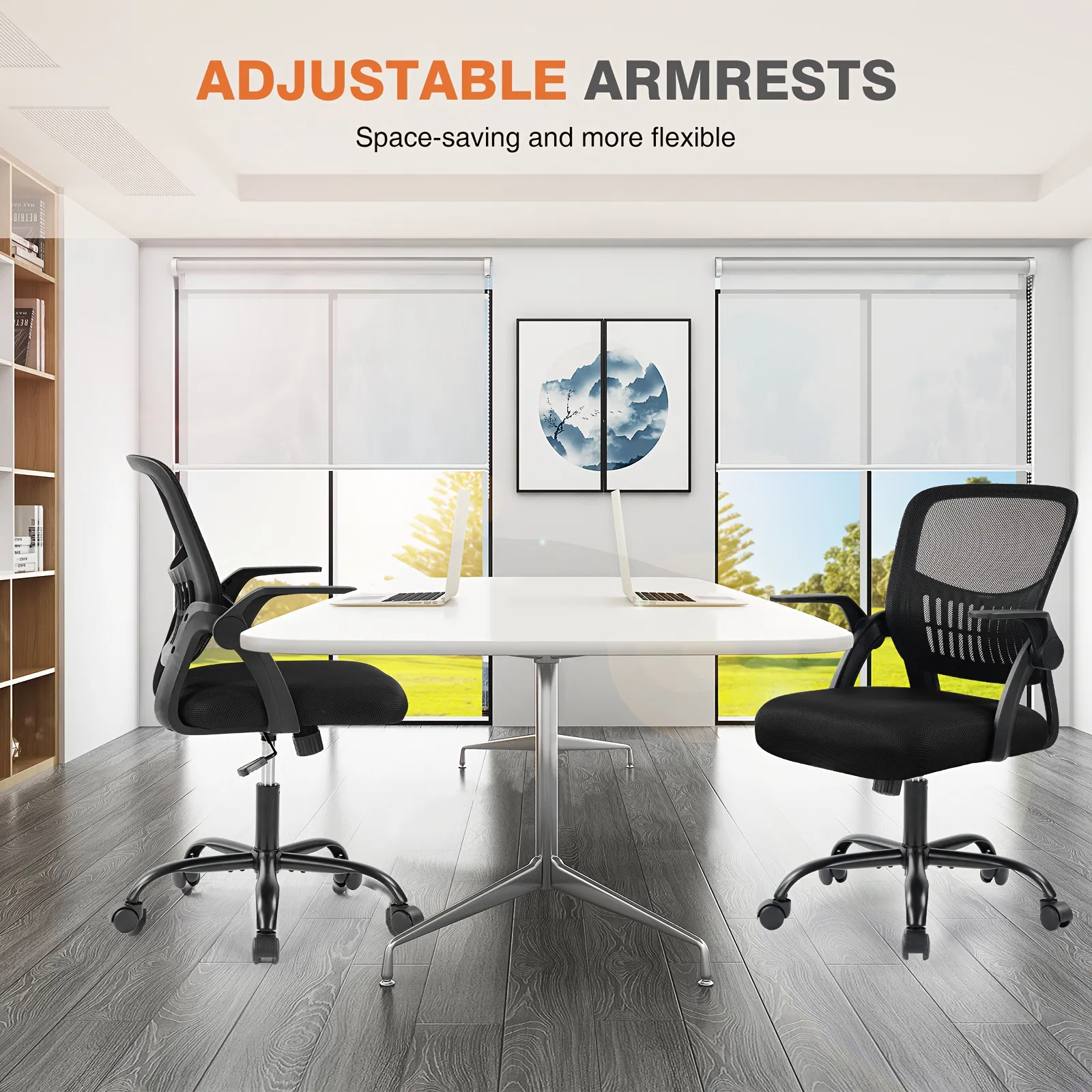 Ergonomic Office Seating - Mid-Back Desk Chairs Featuring Adjustable Height, Swivel Functionality, Flip-Up Armrests, And Lumbar Support, Designed with Breathable Mesh for Home, Study, Or Work Use image 5