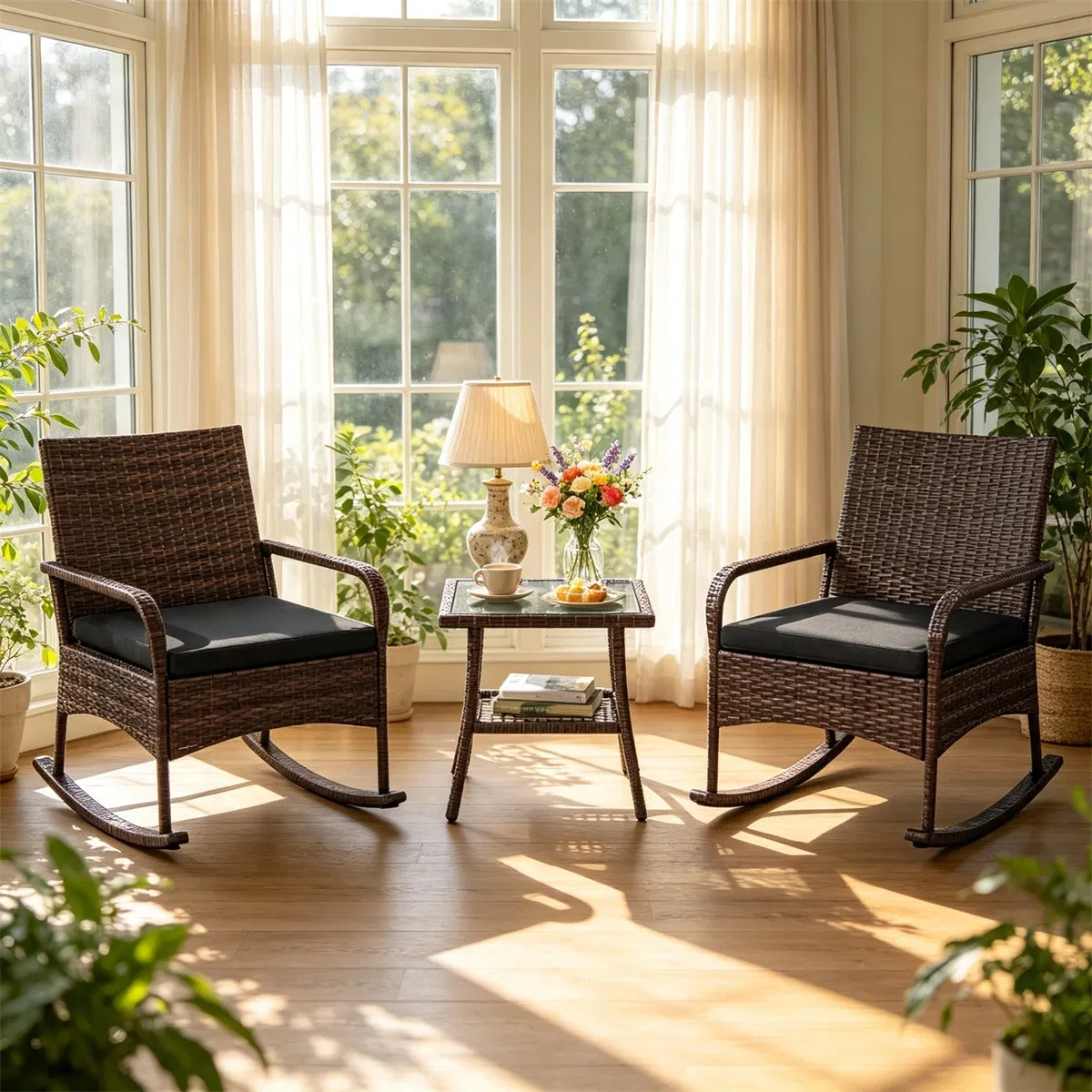 PE Wicker Rocking Chair Set, picture 2 of 5