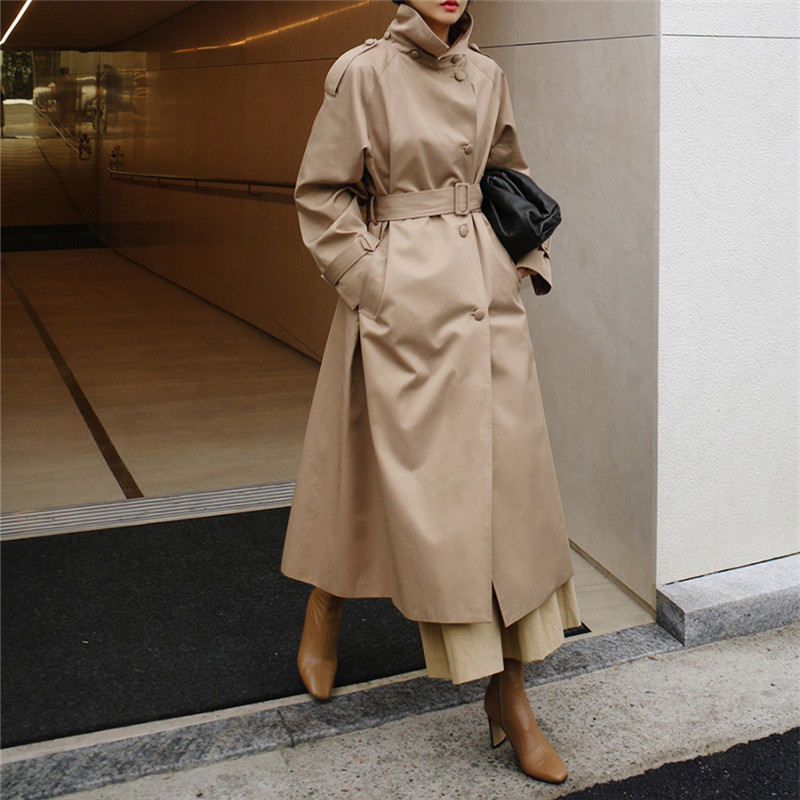 Title 1, Dames effen kleur trenchcoat, Koreaanse stijl l...