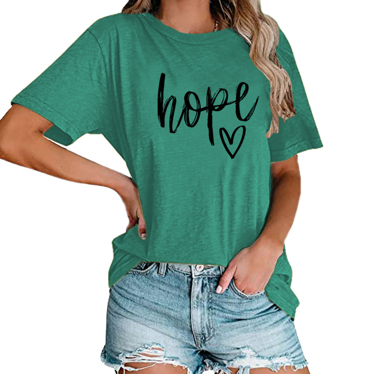 Title 22, Womens HOPE Love Print Loose T-shirt offers ef...