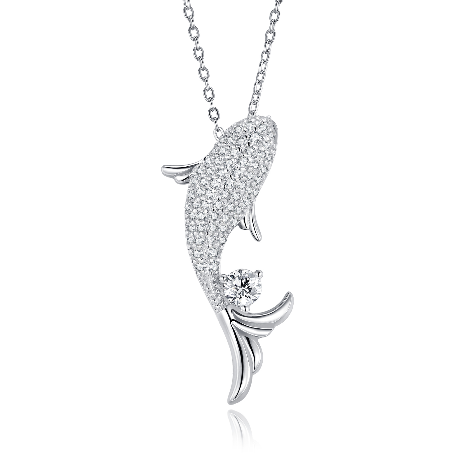 0.1ct Moissanite Necklace — Silver Platinum — 14716