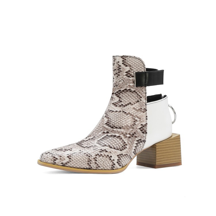 Title 1, Snake-print Martin Boots With Thick Heels And P...