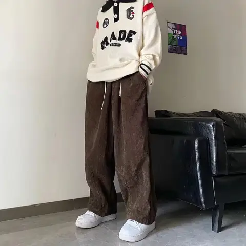 Autumn and Winter Woolen Trousers Men's Straight Fashion Label