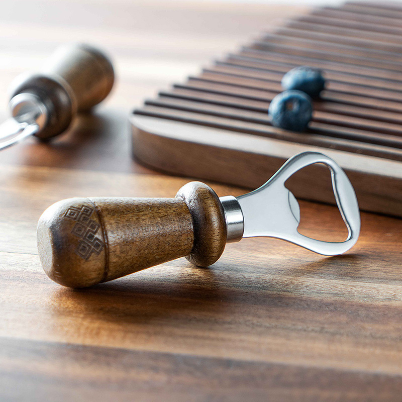 Title 6, Stainless Steel Wooden Handle Bottle Opener