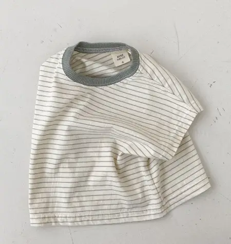 Korean Style Baby Casual Striped Short-sleeved T-shirt
