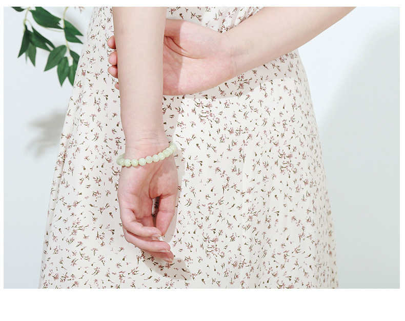 Jade Round Bead Single Circle Bracelet For Men And Women