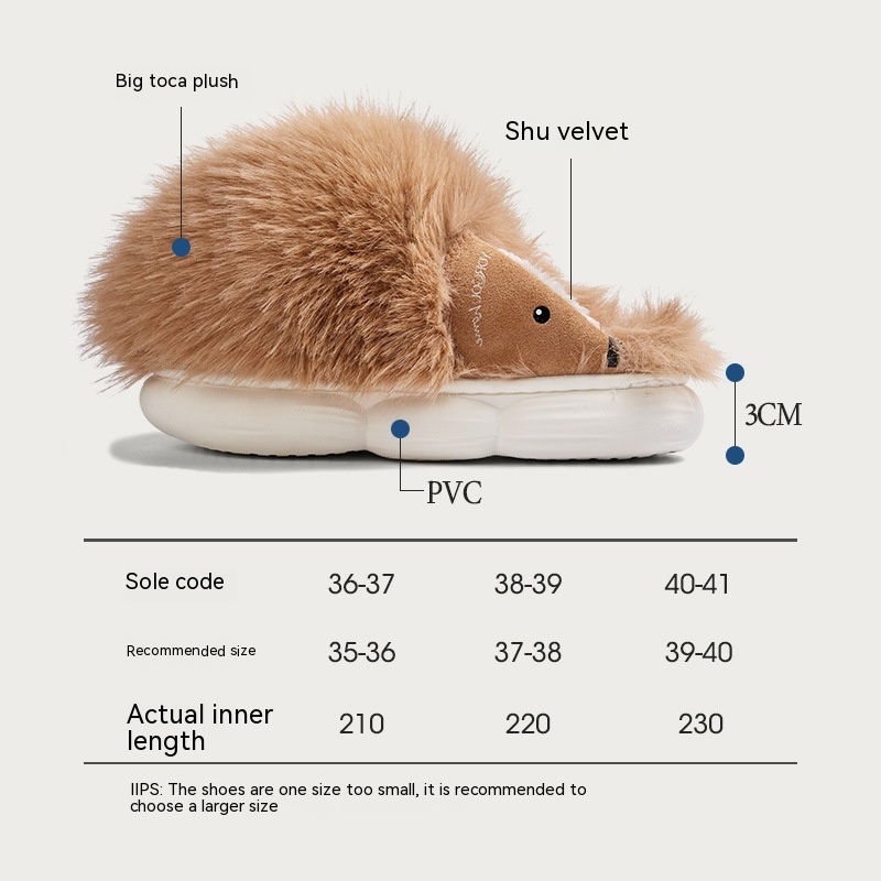 Title 1, Cute Little Hedgehog Cotton Slippers Female Aut...